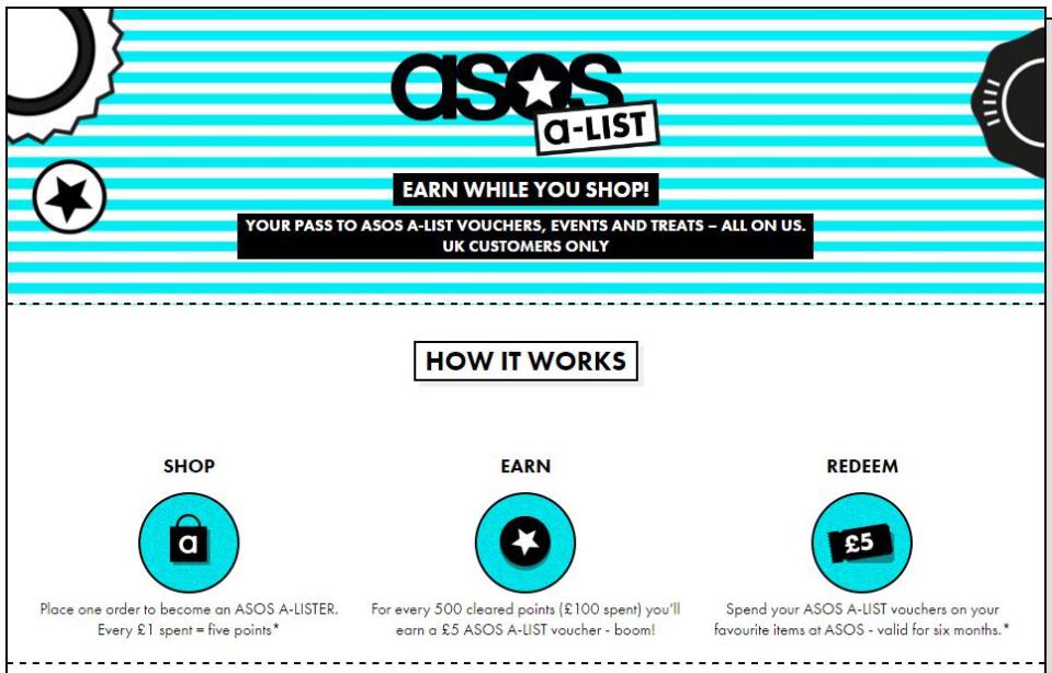 Earn points on what you spend with ASOS's A-List loyalty scheme