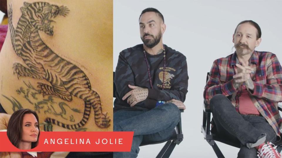  The pair were quite impressed with Angelina Jolie's tiger tatt...