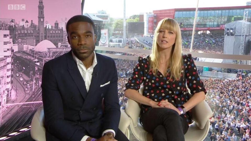  The New Order star spoke to BBC presenters Ore Oduba and Sara Cox ahead of Ariana Grande's One Love Manchester benefit concert