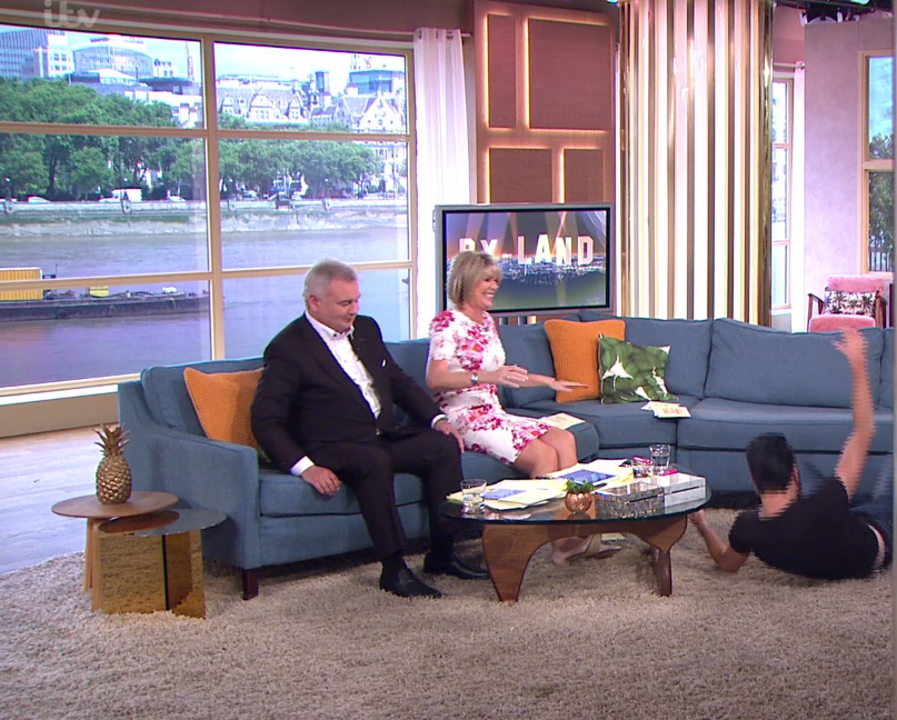  Rylan ended his 'yoga' routine on the floor