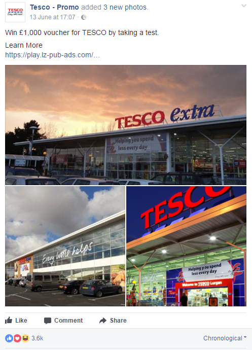  This page appears legitimate - but it is NOT run by Tesco