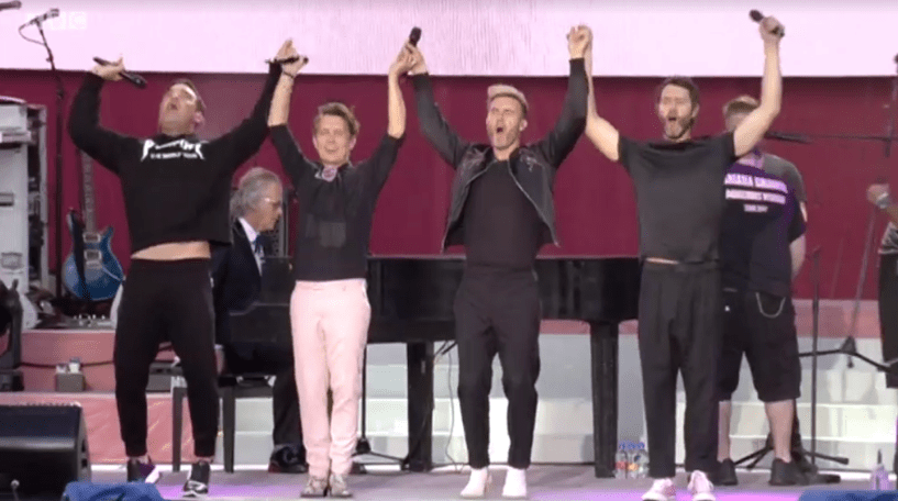  Take That introduced Robbie Williams at the end of their set