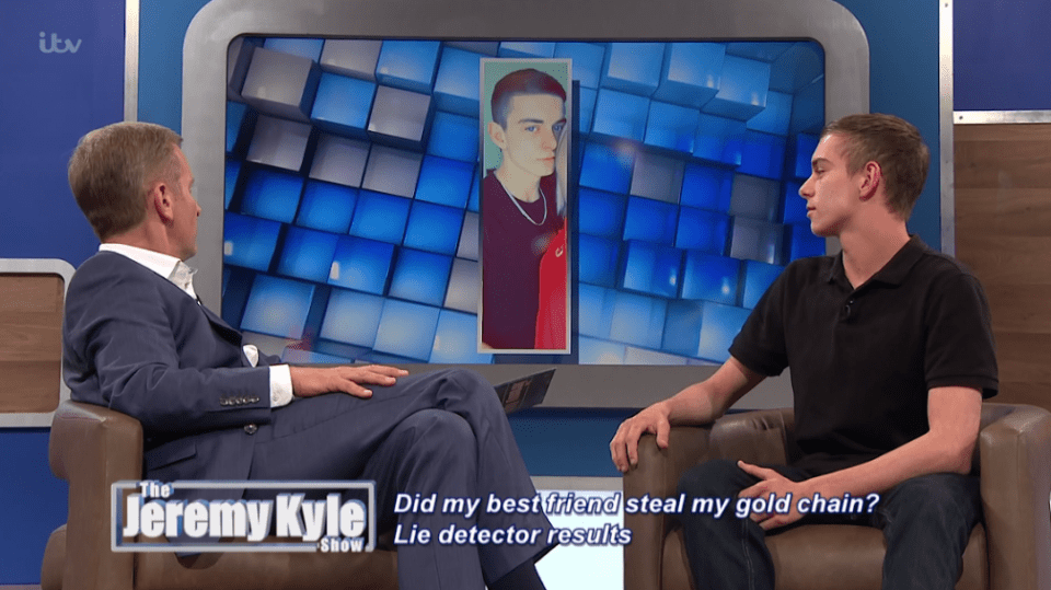  Liam told Jeremy Kyle that he thinks his pal Lloyd has stolen his gold chain