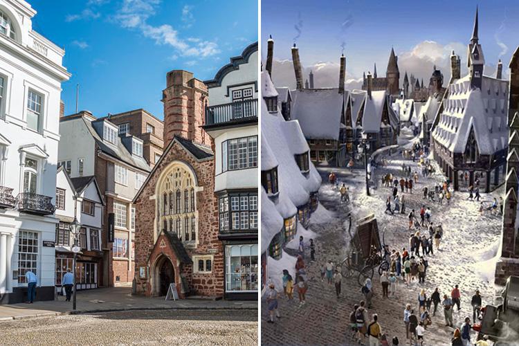  It;s thought that the picturesque cobbled streets of Exeter were the inspiration behind Hogsmeade, the small village next to Hogwarts where the children went for school outings