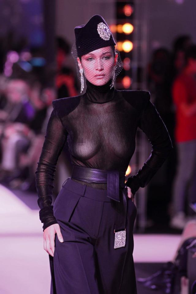  The star's breasts were on show or all to see during a Couture catwalk show