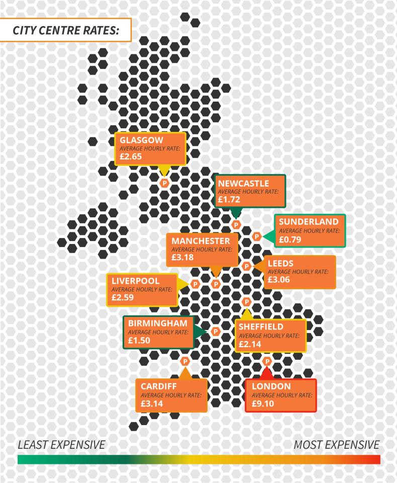  Where parking costs the most and least in city centres revealed