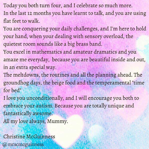  Christine shared a heartwarming poem about her twins revealing they had autism