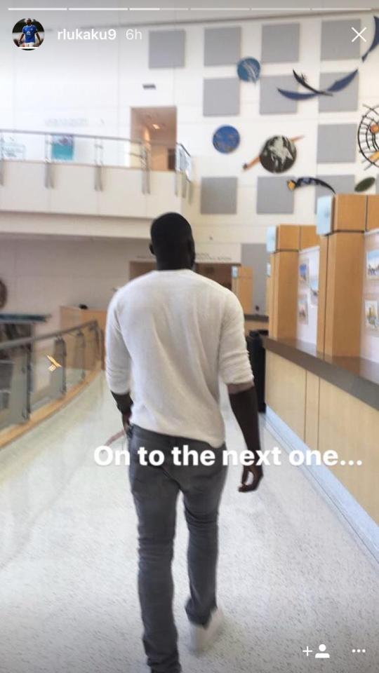 Romelu Lukaku is pictured walking to his Manchester United medical