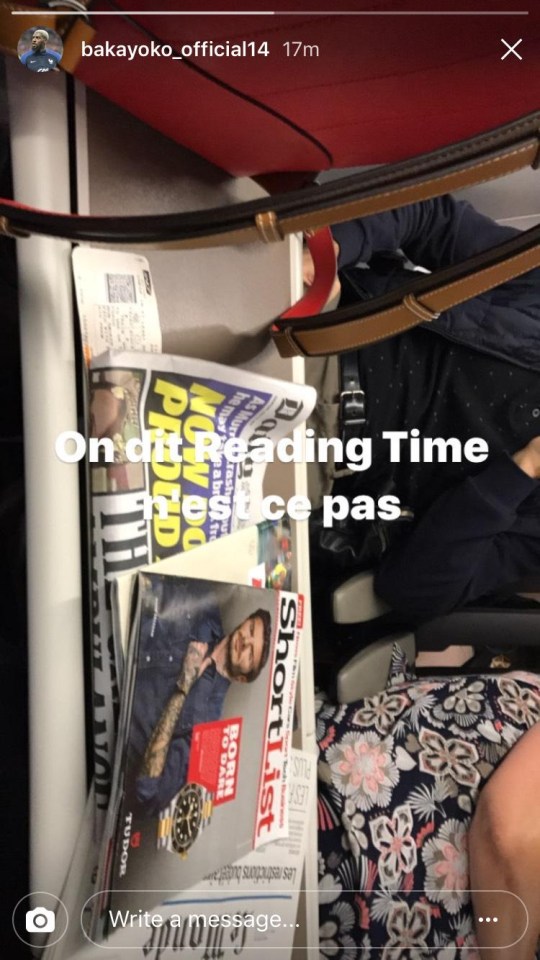 Tiemoue Bakayoko posted this picture to Instagram proving he is on his way to London