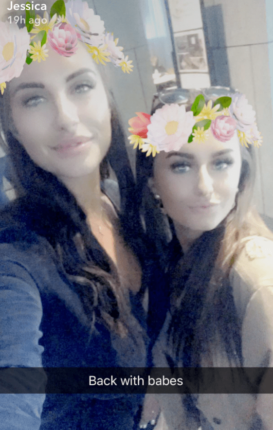 Jess also shared a pic to Snapchat showing her and Amber trying out the floral garland filter together