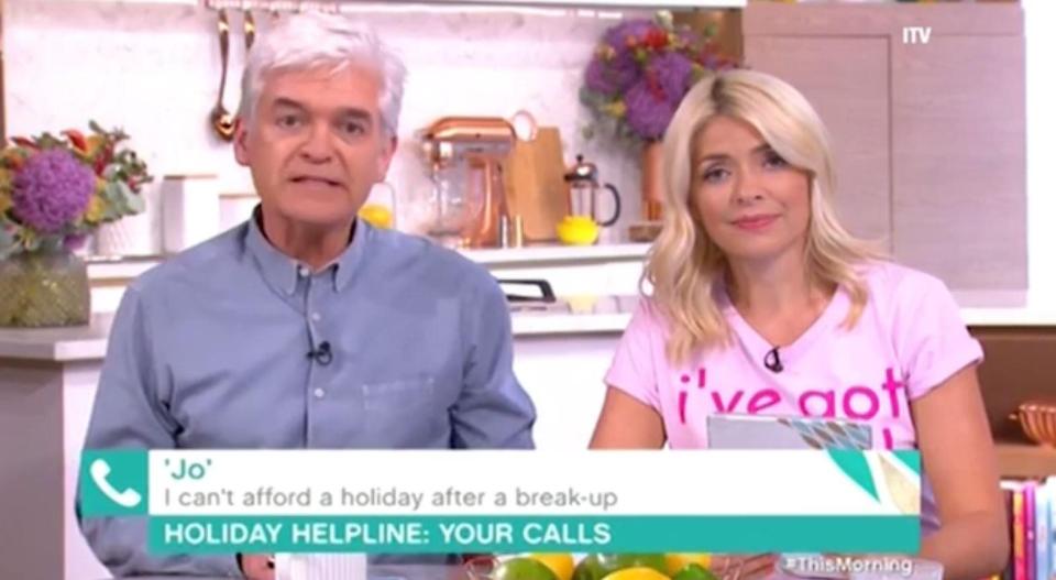  Jo called in to the show to talk about how she can't afford a holiday because of her money troubles