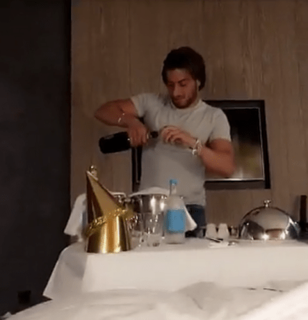 Kem Cetinay and girlfriend Amber Davies treated themselves to champagne and chicken nuggets from room service after the reunion episode