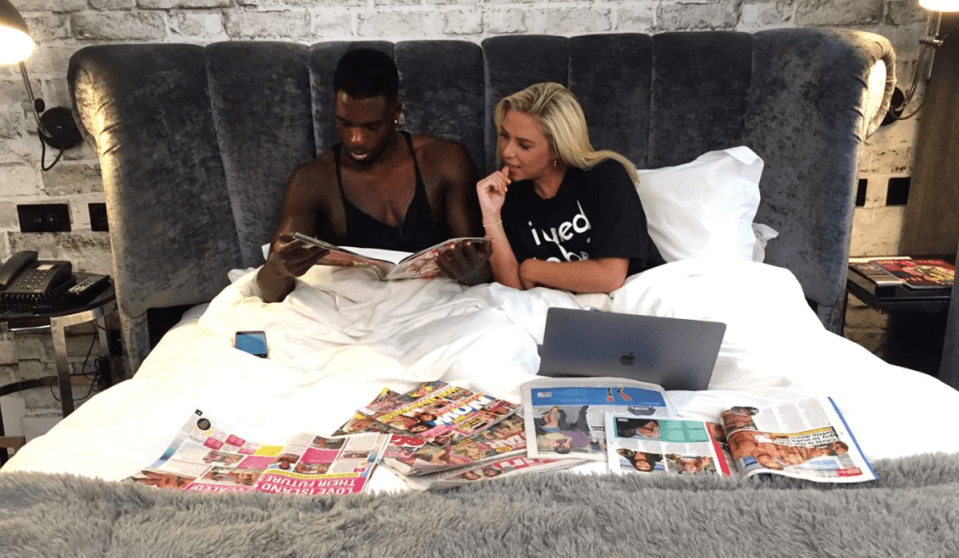 Marcel Somerville and Gabby Allen catch up on the Love Island gossip in their preview photo