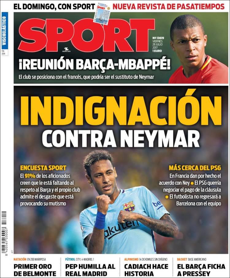  The 'meeting' between Mbappe and Barca is on the front page of Sport