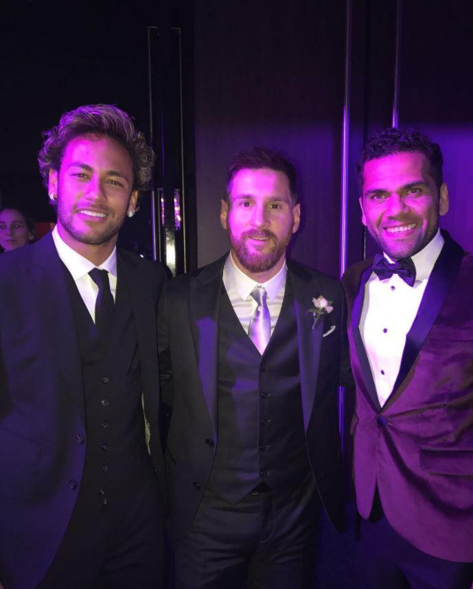 Lionel Messi appeared with his Barcelona team-mate Neymar and former Barca pal Dani Alves at his wedding