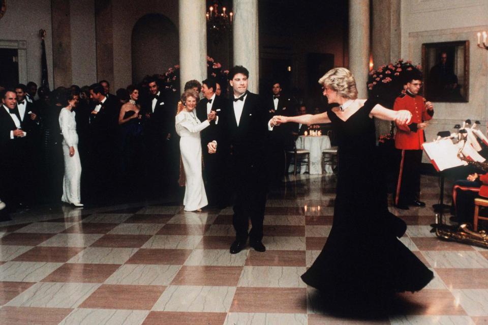  Diana wore her iconic dress at a White House gala dinner in November 1985 when she danced with Grease star John Travolta