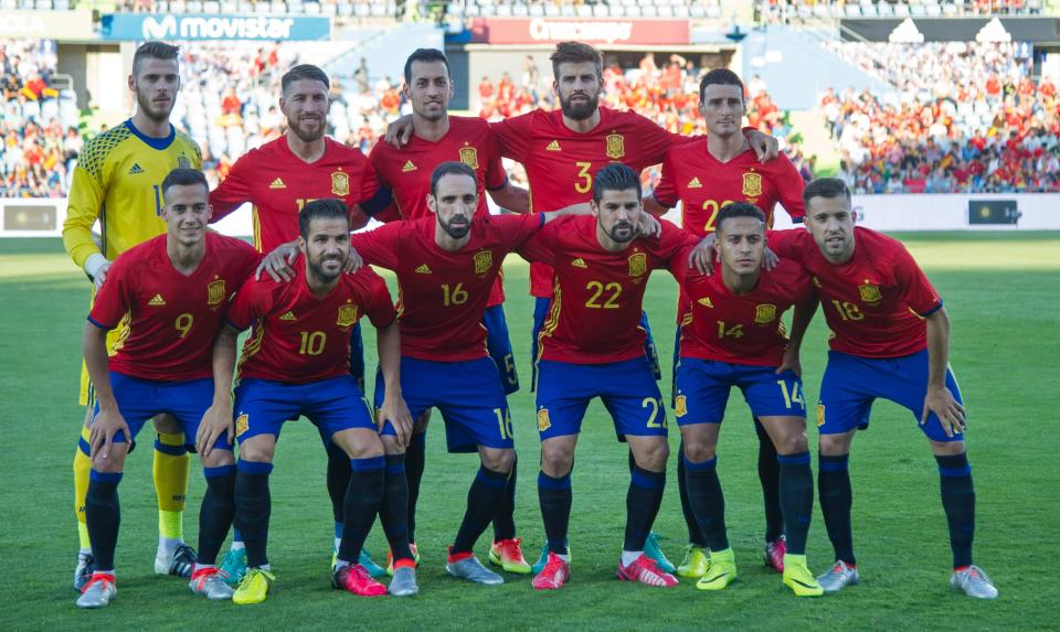 Lucas Vazquez (front left) has earned three full international caps for Spain