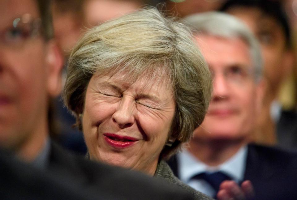  The PM winced as her rival Philip Hammond, the Chancellor, gave his speech at the Tory conference last October