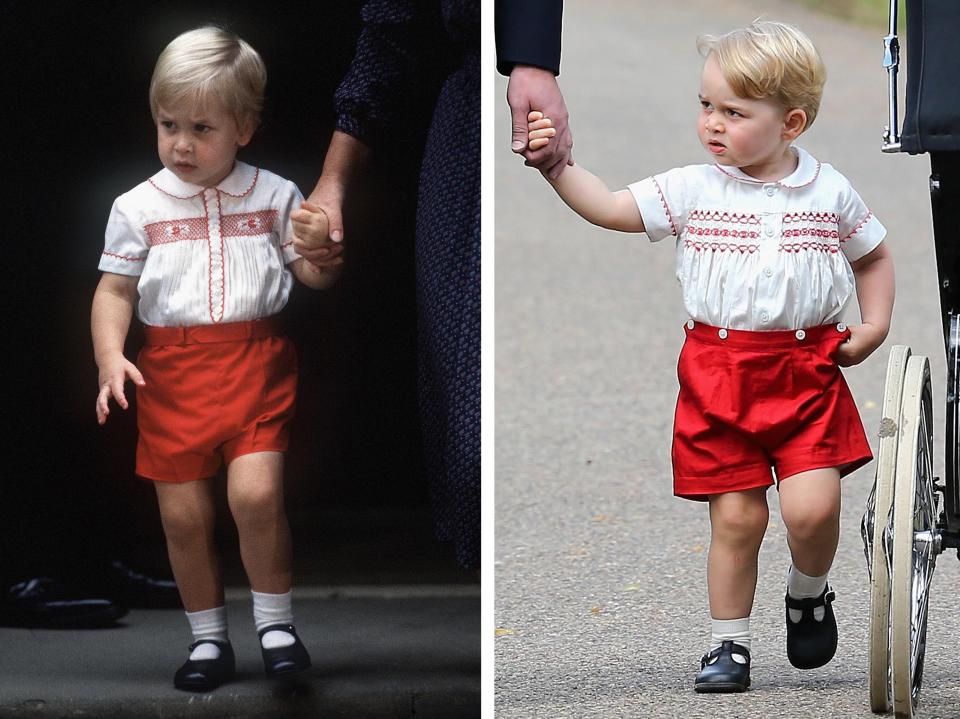  Prince William when he was younger and Prince George wearing remarkably similar outfits