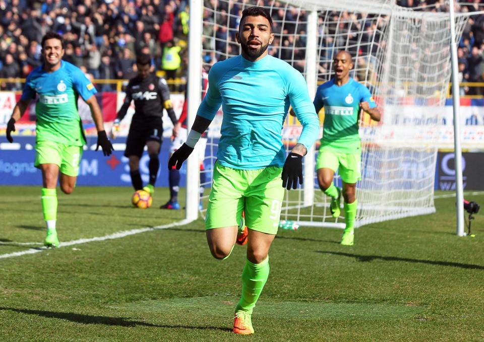  Gabriel celebrates his first and only strike in an Inter shirt