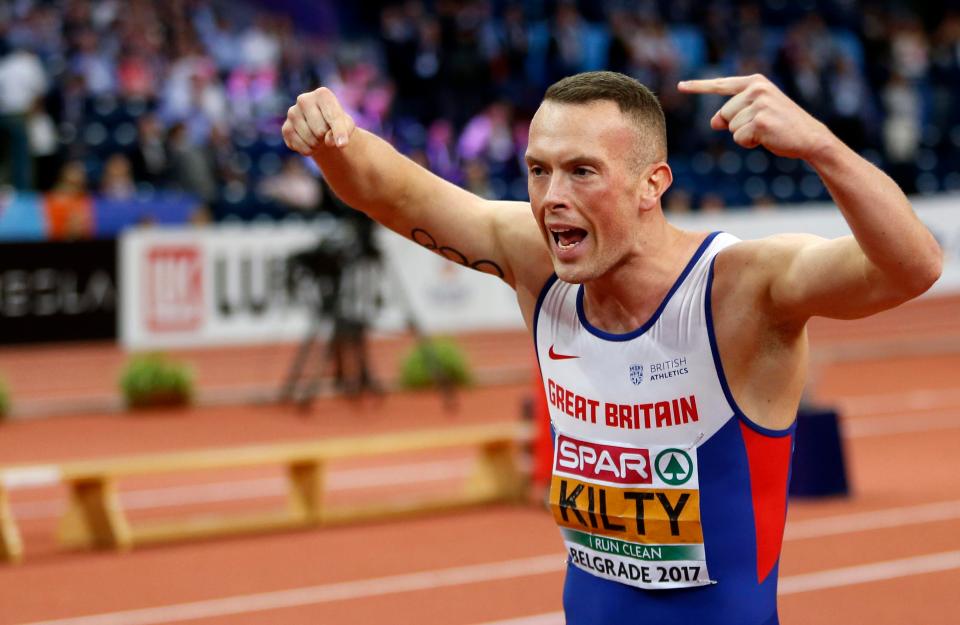 Richard Kilty broke his changeover hand and was forced to withdraw