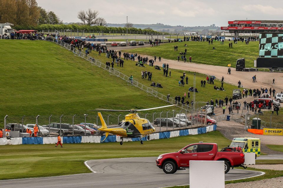 This was the shocking scene at Easter when Billy Monger was involved in a horror crash at Donington