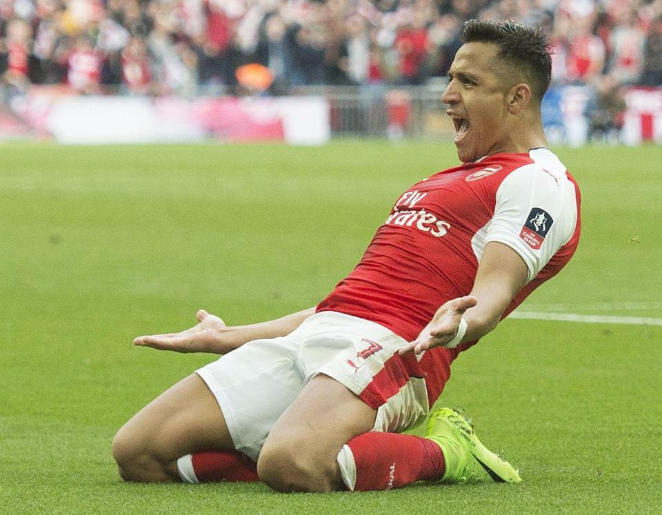 Alexis Sanchez celebrates after netting winning goal in FA Cup semi-final