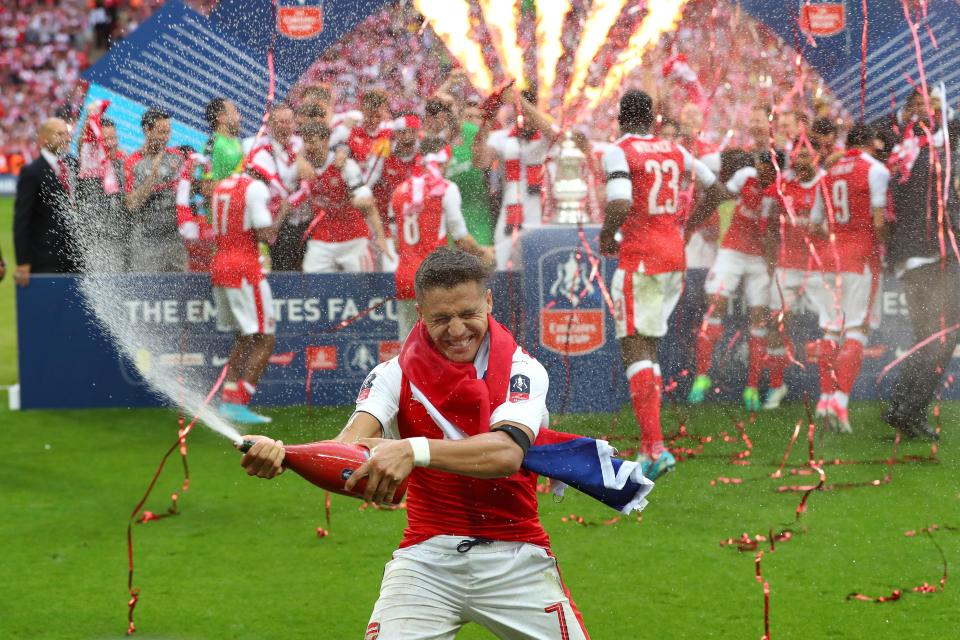 Sanchez celebrates afetr winning the FA CupSanchez celebrates afetr winning the FA Cup