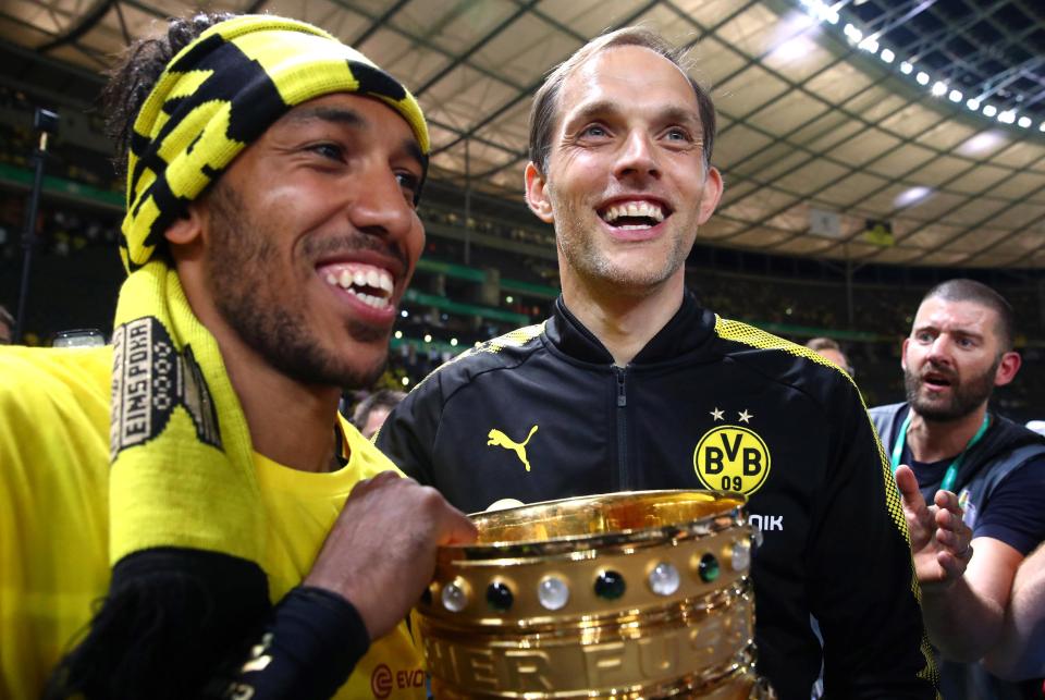 Pierre Emerick Aubameyang celebrates German Cup success with BVB