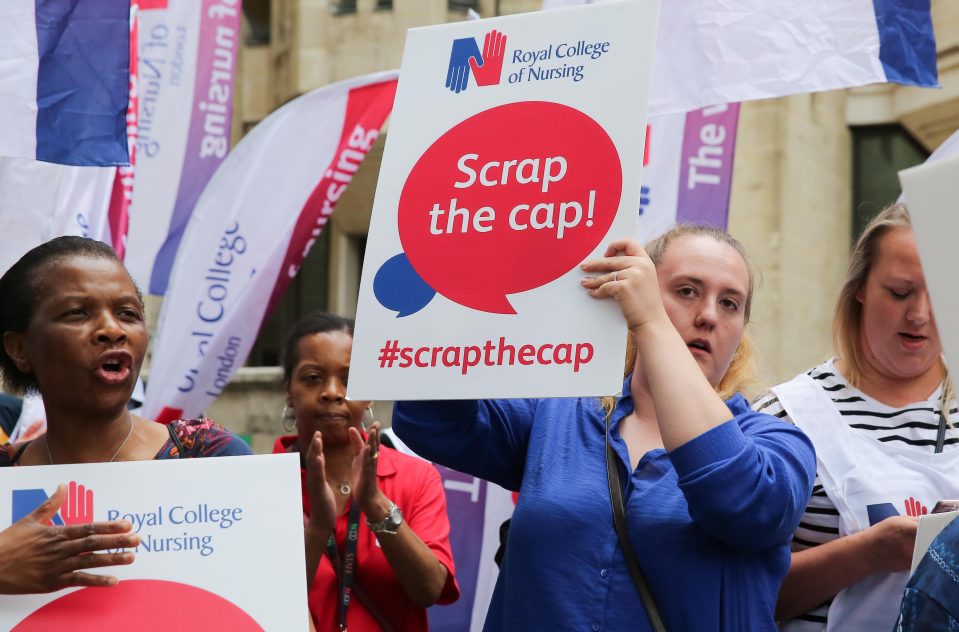  Nurses protest the 1 per cent pay cap in June this year