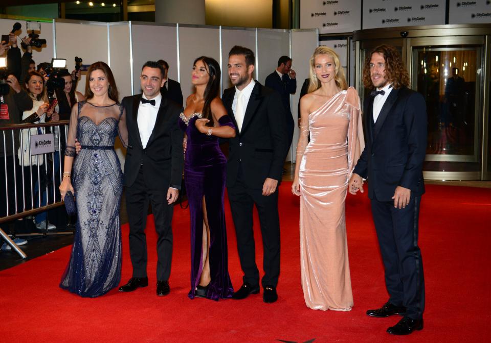 Samuel Eto'o, Xavi, Cesc Fabregas and Carles Puyol attended the wedding with their wives