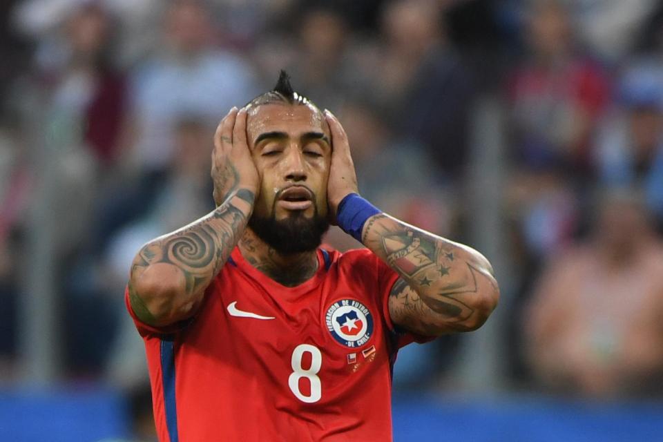  Arturo Vidal was guilty of missing a host of chances for the Copa America champions in the first half