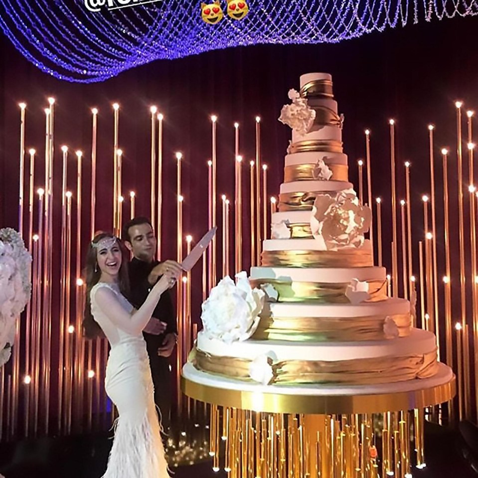 Lolita Osmanova and Gaspar Avdolyan tied the knot in a jaw-dropping wedding celebration that included this gigantic golden cake