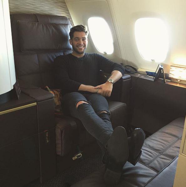 The 26-year-old travels first class to luxury destinations around the world 