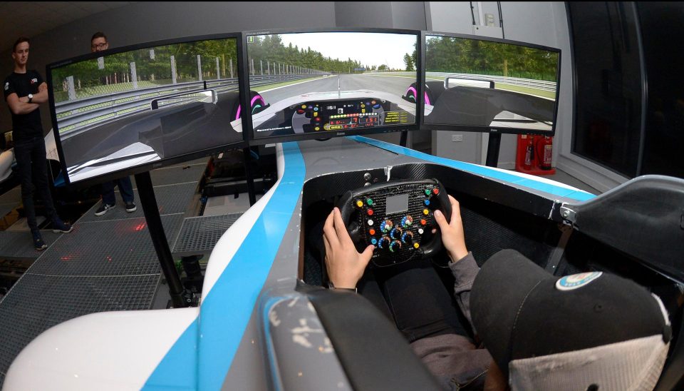  The teen sharpens her skills in a simulator