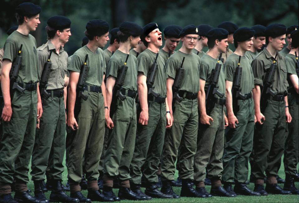  Boys from the Eton School Army Cadets pictured on parade on the playing fields