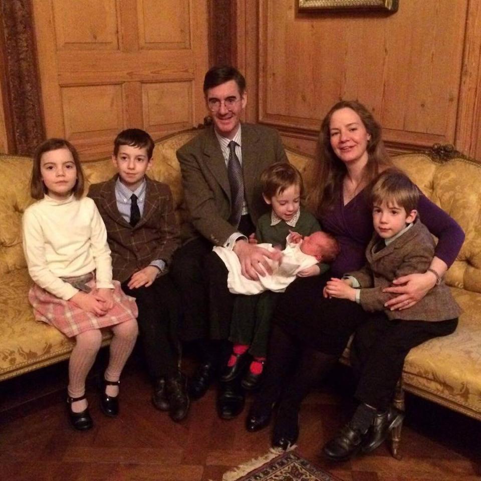 Jacob Rees-Mogg with his wife Helena de Chair and five of his six children