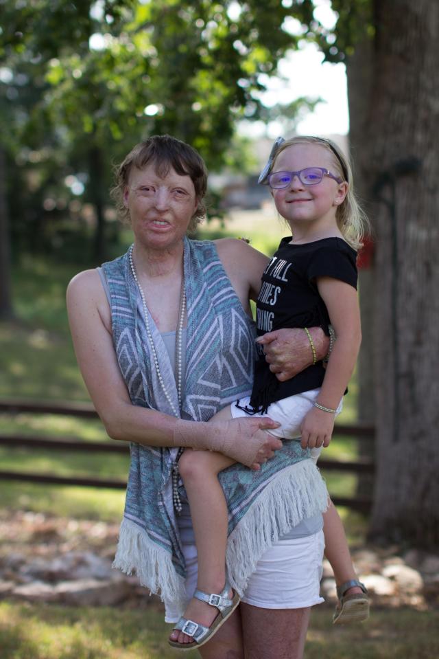  Courtney, pictured holding her daughter Caroline, is recovering from the accident which happened in September