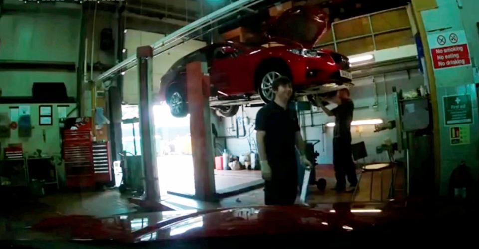  The secret dashcam footage also captured garage employees working on vehicles at Johnsons Mazda in Swindon