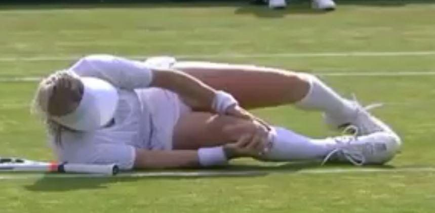  Mattek-Sands then lay in agony clutching her injury on the Wimbledon turf