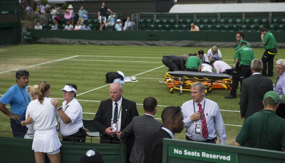  Lucie Safarova (left) was in tears after seeing the injury sustained by her doubles partner