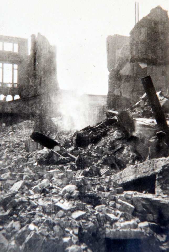  Houses lie in complete rubble in Ostend after the evacuation which is about to be the subject of the new Hollywood blockbuster movie Dunkirk