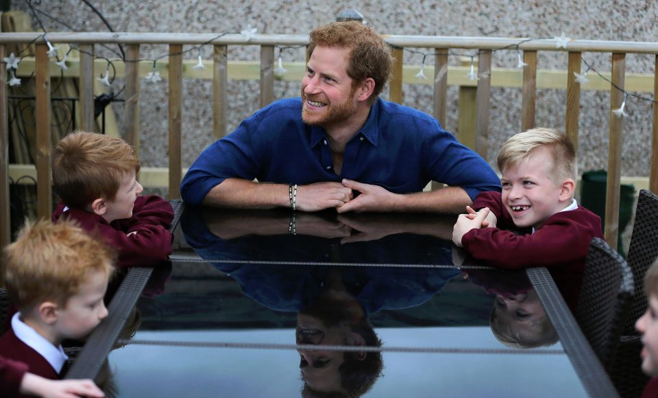  Harry chatted to Oliver and his brothers Samuel, Joseph, Thomas and Jak in the back garden of their Leeds home