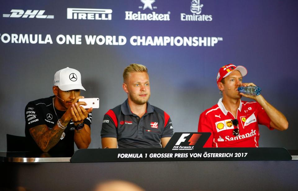  Lewis Hamilton and Sebastian Vettel had to sit near each other in their Austria GP press conference