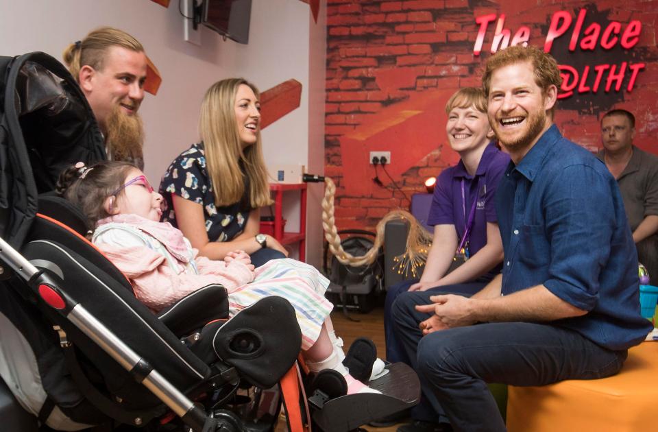  Harry shares a joke with Herman and Louise Frantzich who were in hospital with their daughter Audrey