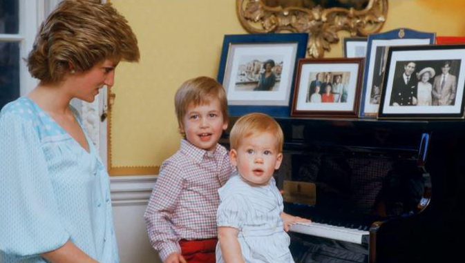  A final shot sees the two princes – aged around four and two – dressed smartly and sitting at a piano topped with framed royal photos as Diana looks on