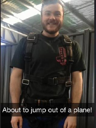  The young Aussie pictured just before he jumped out of the plane