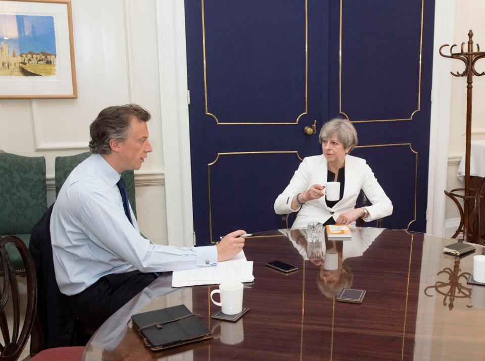  Tom Newton Dunn interviews Theresa May in her office after 1 year in office