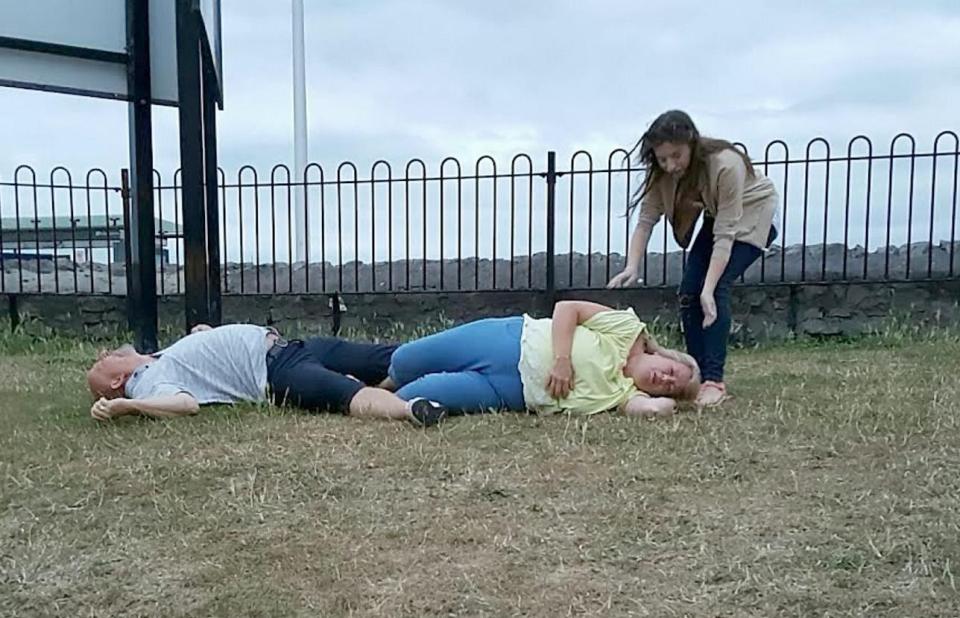  But the stunt didn't go to plan and the pair ended up unconscious on the floor