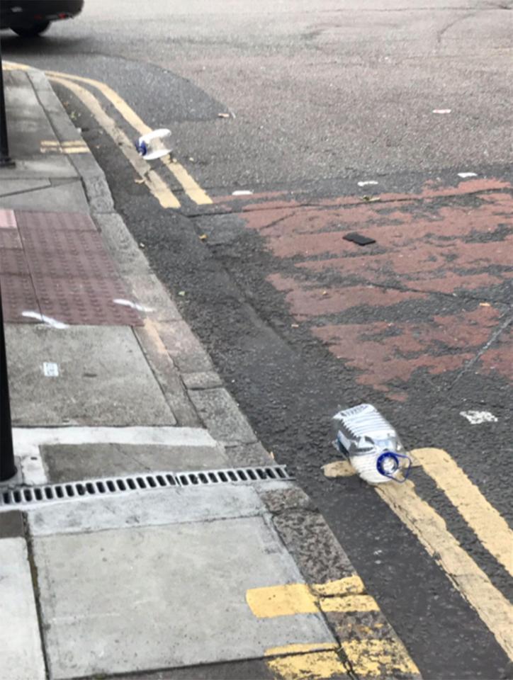  Images posted on Twitter showed bottles of water strewn across Hackney Road, following one of the attacks